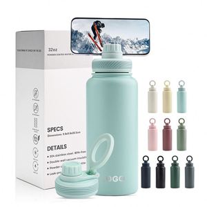 Custom Tumbler 32 Oz Powder Coated Holder Lid Double Wall Vacuum Stainless Steel Water Bottle With Phone Holder - Product Image 1