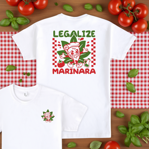 Maglietta promozionale unisex per adulti bianca con stampa 'Legalize Marinara' - Product Image 3