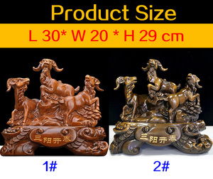 Resina artigianato decorazione Desktop figurina di capra lo zodiaco cinese come ornamenti animali <span class=keywords><strong>in</strong></span> <span class=keywords><strong>legno</strong></span> scultura di tre capre - Product Image 2
