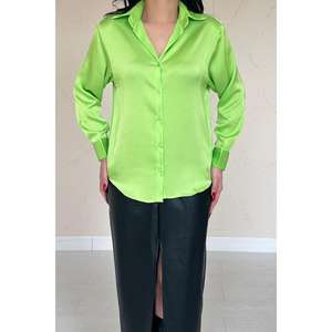 Camisa de Satén con Botones para Mujer, Estilo Casual para el Día a Día, Color Caramelo, Manga Larga - Product Image 2