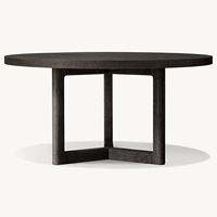 Ensemble de table à manger ronde moderne de luxe avec plateau en bois massif de chêne, 4 places, pour appartement et salle à manger d'hôtel