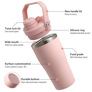 Mug isotherme en acier inoxydable 304 sans BPA, à large ouverture, 20 oz, anti-fuite, avec poignée portable - Product Image 3