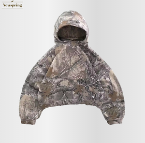 Tùy Chỉnh Cắt Cạnh Cổ Điển Quá Khổ Đau Khổ Bất Tree Camo Boxy In Ấn Nặng Quá Khổ Camo Hoodies Người Đàn Ông - Product Image 1