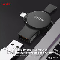 Adaptateur USB Earldom Offre Spéciale 5 en 1 USB vers Dual 8 Pin + Interface USB-C/Type-C Adaptateur OTG Convertisseur OTG U Disk Noir