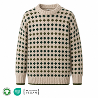 Pull en tricot jacquard pour homme en laine/acrylique, col rond, motif à pois, pull d'hiver à manches longues Wanhe