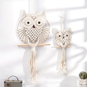 Shixinju Hand-Woven Cotton Rope Owl Pendant White Bohemian Wall Hanging Nordic Home Decor Living Room Bedroom <b>Ornament</b> - Product Image 4