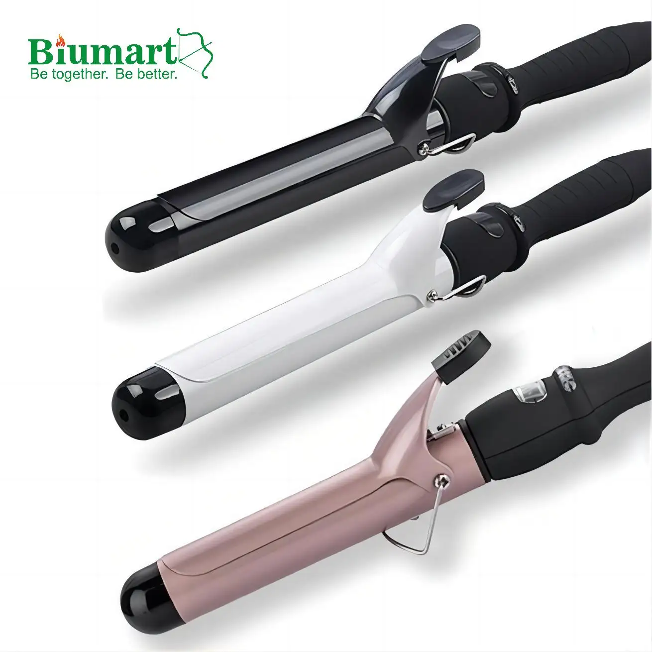 Biumart Home Use Curling Iron With LCD 360 Degree Rotating Wire Rotation Ionic Hair Waver Hair Styling Tools Ceramic Hair Curler