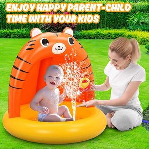 Piscine gonflable en forme de tigre 100x90cm, jeu aquatique extérieur pour enfants, en PVC - Product Image 2