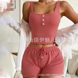 Camisola Retro de Cuello Cuadrado con Dos Botones para Mujer, Top Corto Elástico y Versátil de Verano, Ajuste Delgado, Capa Base Básica - Product Image 5