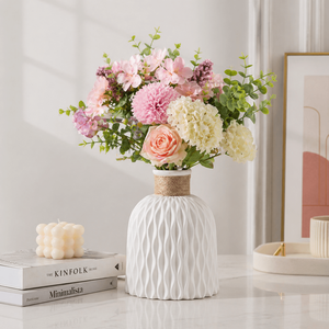 <span class=keywords><strong>Vaso</strong></span> per Fiori <span class=keywords><strong>in</strong></span> <span class=keywords><strong>Plastica</strong></span> Bianca Personalizzato, Stile Ceramica con Nervature, <span class=keywords><strong>Vaso</strong></span> da Tavolo per Composizioni Floreali Artificiali - Product Image 1