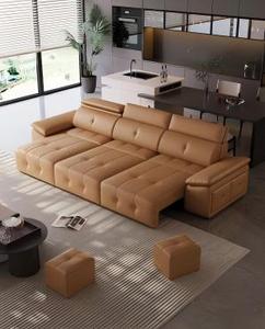 Sofá Seccional en Forma de L de Cuero Artificial Negro Moderno con Brazos Acolchados con Diseño Acolchado para Sala de Estar - Product Image 6