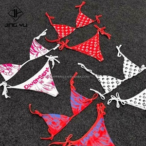 Nouvelle collection 2024, ensemble de bikini à deux pièces à imprimé géométrique, string, maillot de bain personnalisé, sexy - Product Image 2