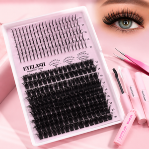 Extensions de <span class=keywords><strong>cils</strong></span> individuels en grappe effet œil de renard, style féerique, ultra-denses, faites à la main, tendance TikTok, pour un look naturel et luxueux, en plateau DIY - Product Image 1