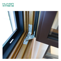 Fenêtre à battant Huasin à haute performance thermique, cadre durable, verre clair, utilisation domestique moderne, économique en énergie, revêtement en bois