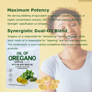 Cápsulas de Aceite de Orégano, Marca Privada, Suplementos Herbales, Aceite de Semilla Negra, Antioxidantes, Suplemento Dietético para el Cuidado de la Salud - Product Image 3