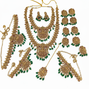 High Quality Traditional Tempal Laxmi Indian Temple Style Ethnic Bridal Wedding Jewelry <b>Set</b> Zircon Alloy <b>Gold</b> Plated Anniversary - Product Image 2
