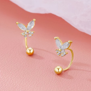 Bijou de piercing en acier inoxydable unisexe, design de niche, en forme de papillon avec tige incurvée en cristal, <span class=keywords><strong>pour</strong></span> sourcil, ongle et nombril, usage quotidien - Product Image 3