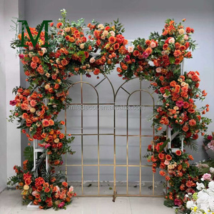 Arreglos Florales Artificiales Personalizados para Bodas, Flores de Naranja, Rosas y Follaje, Hilera de Flores Enrolladas con Arco - Product Image 1
