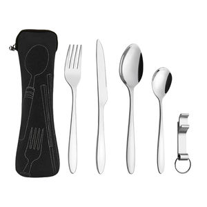 Compre juego de <span class=keywords><strong>cubiertos</strong></span> portátil de acero inoxidable 304 con <span class=keywords><strong>estuche</strong></span> | Cuchara reutilizable Tenedor Pajita | Regalo de vajilla de utensilios de viaje <span class=keywords><strong>para</strong></span> acampar - Product Image 4