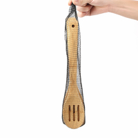 Ensemble de 5 ustensiles de cuisine miniatures en bambou, spatule, tourne-broche, design durable, lavable au lave-vaisselle, prix bas, avec sac en filet pour la cuisine à domicile