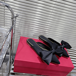 Versatile <b>Large</b> Bow Detail Pointed Toe <b>Slides</b> with Cushioned Insole for Women All Season Wear Valentinoing - Product Image 3