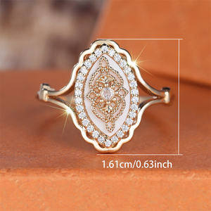 Vintage fleur blanc Zircon petite pierre bagues de fiançailles pour les femmes Simple mode or couleur reine anneau bijoux de mariage - Product Image 5