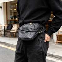 Sac en cuir véritable Crazy Horse pour homme, forme chapeau, grande capacité, avec fermeture éclair, porte-clés, porte-monnaie et pochette pour téléphone – Vente en gros