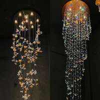 Lustre papillon moderne K9 en cristal design personnalisé escalier de luxe hall d'hôtel grande lampe suspendue