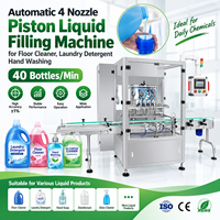 Machine de remplissage automatique de liquides ZXSMART à 4 buses à piston pour nettoyant pour sols, lessive, savon pour les mains, 40BPM