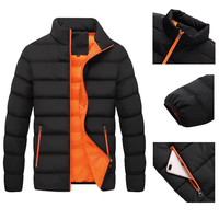Jaket bantalan katun pria, jaket berkerah berdiri tahan air, mantel tebal Model baru 2024