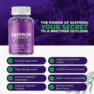 OEM safran Gummies takviyesi GABA Saint John's Wort tutku çiçek Vitamin D2 odak ruh hali bellek uyku kadınlar için destek - Product Image 6