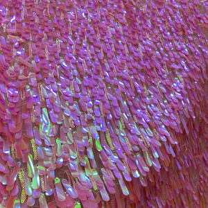 Vestido informal de gama alta, 40mm, semilla de melón, tira larga, tela bordada con borlas de lentejuelas plateadas - Product Image 5