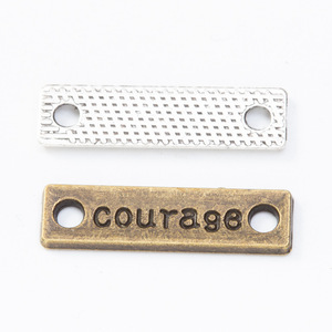 Connecteurs <span class=keywords><strong>Courage</strong></span> Bar pour la fabrication de bijoux, 23,5x6,5x1mm, en alliage gravé, bronze antique et argent antique - Product Image 4