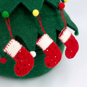 Lot de chaussettes de Noël rouges miniatures en feutre pour enfants, ornements faits à la main à suspendre à l'arbre, ensemble cadeau en gros - Product Image 6