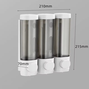 Distributeur mural de gel douche à trois têtes, écologique, pour hôtels et usage domestique, sans pression manuelle, vente en gros - Product Image 4