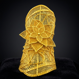 Wholesale 14K18K24K Gold Plated Wide Kada Intricate Floral Openwork Fashion Kada Bracelet Dubai Style Arabic <b>Bridal</b> Kada Jewelry - Product Image 1