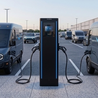 Station de recharge AC pour véhicules électriques 22W, niveau 2, chargeur mural commercial, double pistolet, triphasé 380V, écran tactile