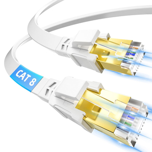 Cable de Red Ethernet LAN Plano CAT8 RJ45, Cat 8 SSTP 10Gbps Gigabit, Revestimiento de PVC, 8P8C, ROHS, Cable de Conexión con Conectores RJ45 Chapados en Oro - Product Image 1