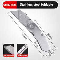 Wooktools Couteau utilitaire industriel robuste en acier inoxydable SK-5, lame rétractable de 18 mm pour extérieur/camping, bricolage, art, avec boîte de sécurité