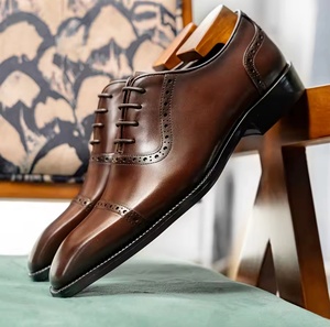 Chaussures habillées Oxford en cuir faites à la main pour hommes, à bout fermé, à enfiler, imperméables, pour le travail - Product Image 1