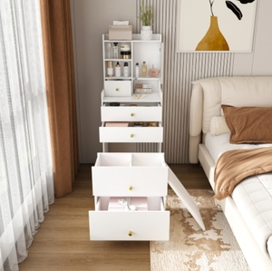 Modern Luxury Dresser <strong>Set</strong> for Bedroom with Mirror White <strong>Drawer</strong> Wooden Small Apartment Room Organizer Storage <strong>Cheap</strong> Furniture - Product Image 1