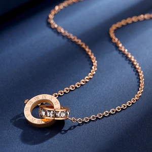Collier Cœur en Zircon Nouvelle Collection, Bijou de Luxe Plaqué Or Rose en Acier Inoxydable, Pendentif Zircon, Idéal Cadeau, Vente en Gros - Product Image 4