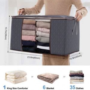 Moisture-Proof Dust-Proof Non-Woven Cotton Material Foldable Clothing Quilt <b>Storage</b> Box Minimalist Design for Home Bedroom Use - Product Image 5