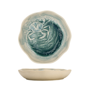 Piatto Fondo Mar Verde con Motivo Astratto Granchio 24cm, Piatto Decorativo per Frutti di Mare - Product Image 2