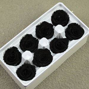 Caja de regalo de <span class=keywords><strong>Rosa</strong></span> <span class=keywords><strong>Negra</strong></span> preservada de 4-5cm, flor inmortal romántica para aniversarios de boda, rosas eternas decorativas para el Día de San Valentín - Product Image 1