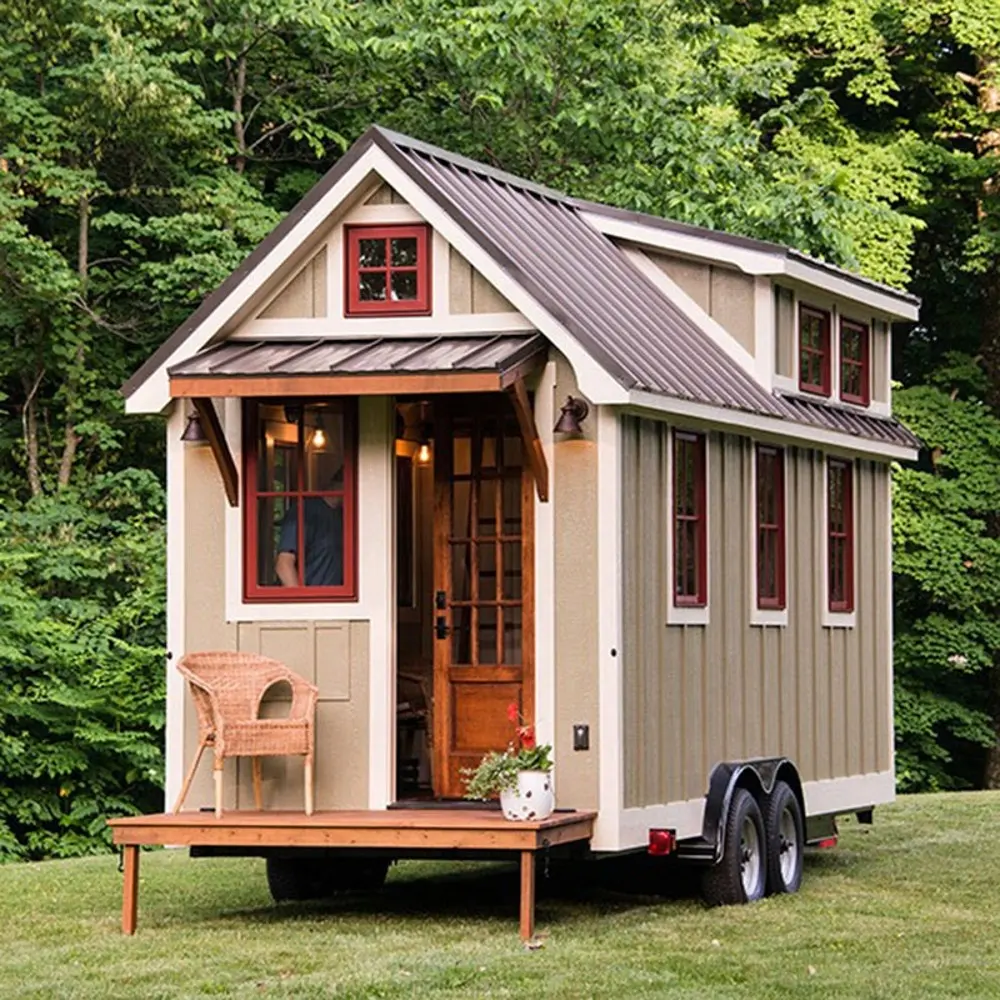 Деревянный сборный зеленый крошечный дом на колесах контейнерные дома с колесами мобильный прицеп деревянный дом для продажи цена