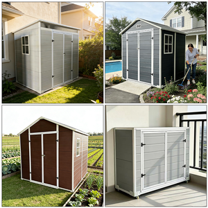 <span class=keywords><strong>Caseta</strong></span> de Jardín Portátil de Material PP de Grado Alimenticio, con Acabado de <span class=keywords><strong>Madera</strong></span>, Impermeable, Resistente a los Rayos UV, Aislada y Fácil de Montar, para Almacenamiento de Herramientas - Product Image 4