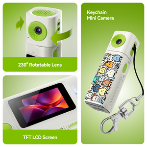 Kamera Digital Anak 2K Mini Video <span class=keywords><strong>Camcorder</strong></span> Kamera Saku Isi Ulang dengan Lensa Putar Layar LCD Hadiah Ulang Tahun Anak - Product Image 3