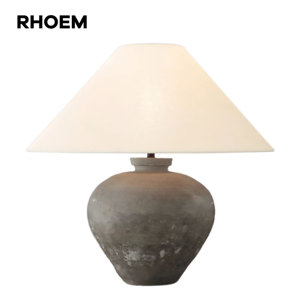 Lampe à poser RHOEM RH Antique Shanxi en terre cuite, patine vieillie, chauffée au bois, UL 110V - Product Image 1