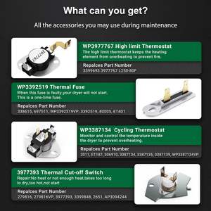 Élément chauffant de sèche-<span class=keywords><strong>linge</strong></span> avec <span class=keywords><strong>thermostat</strong></span> et fusible thermique pour pièces de machine à laver en plastique Whirlpool/Maytag/Amana/Roper - Product Image 3
